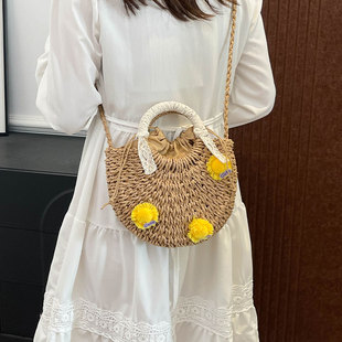 小清新手提包草编包女2026新款 海边度假斜挎包手拎编织藤编包 时尚