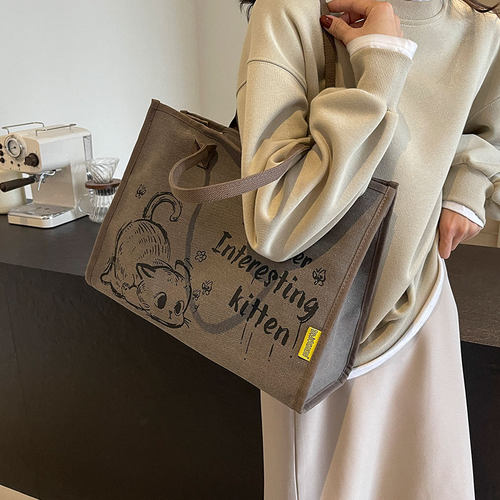 帆布包女大容量通勤包单肩托特包