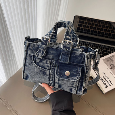 水洗牛仔布斜挎包女单肩通勤包