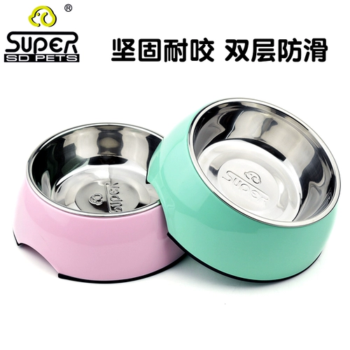 Houpe Dog Bowl Одиночная чаша из нержавеющей стали Большая большая собачья оборона бьет плюшевая чаша для питомца кошка чаша собака собачья пассажи