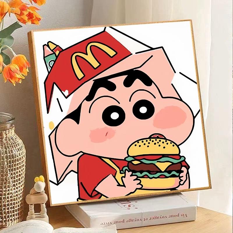蜡笔小新2025新款儿童手工填色油彩画丙烯装饰画挂画
