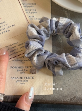 Bellar / larmood vintage bbr格纹爱心复古格纹少女发圈