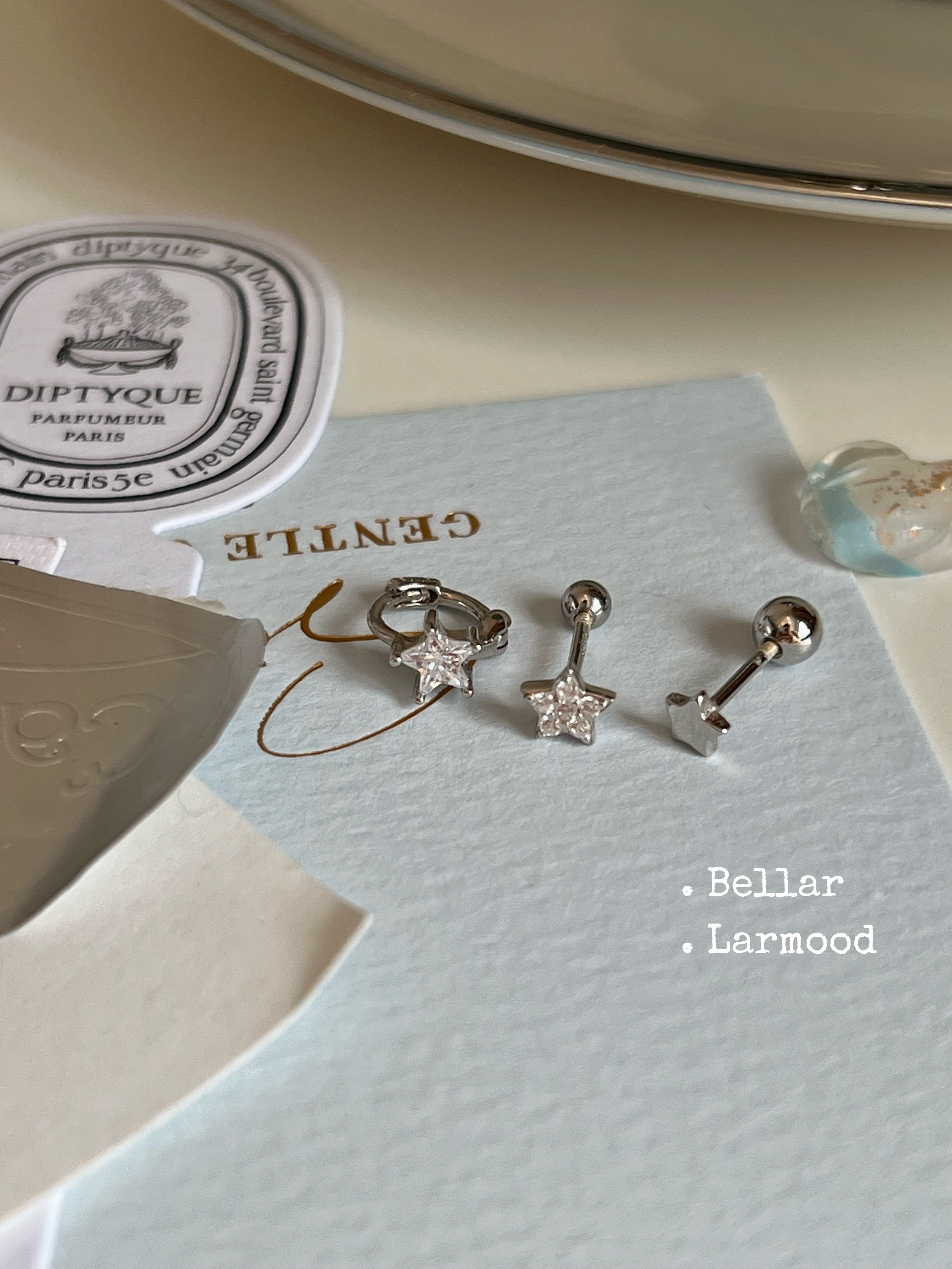 Bellar甜酷y2k925星星锆石耳圈