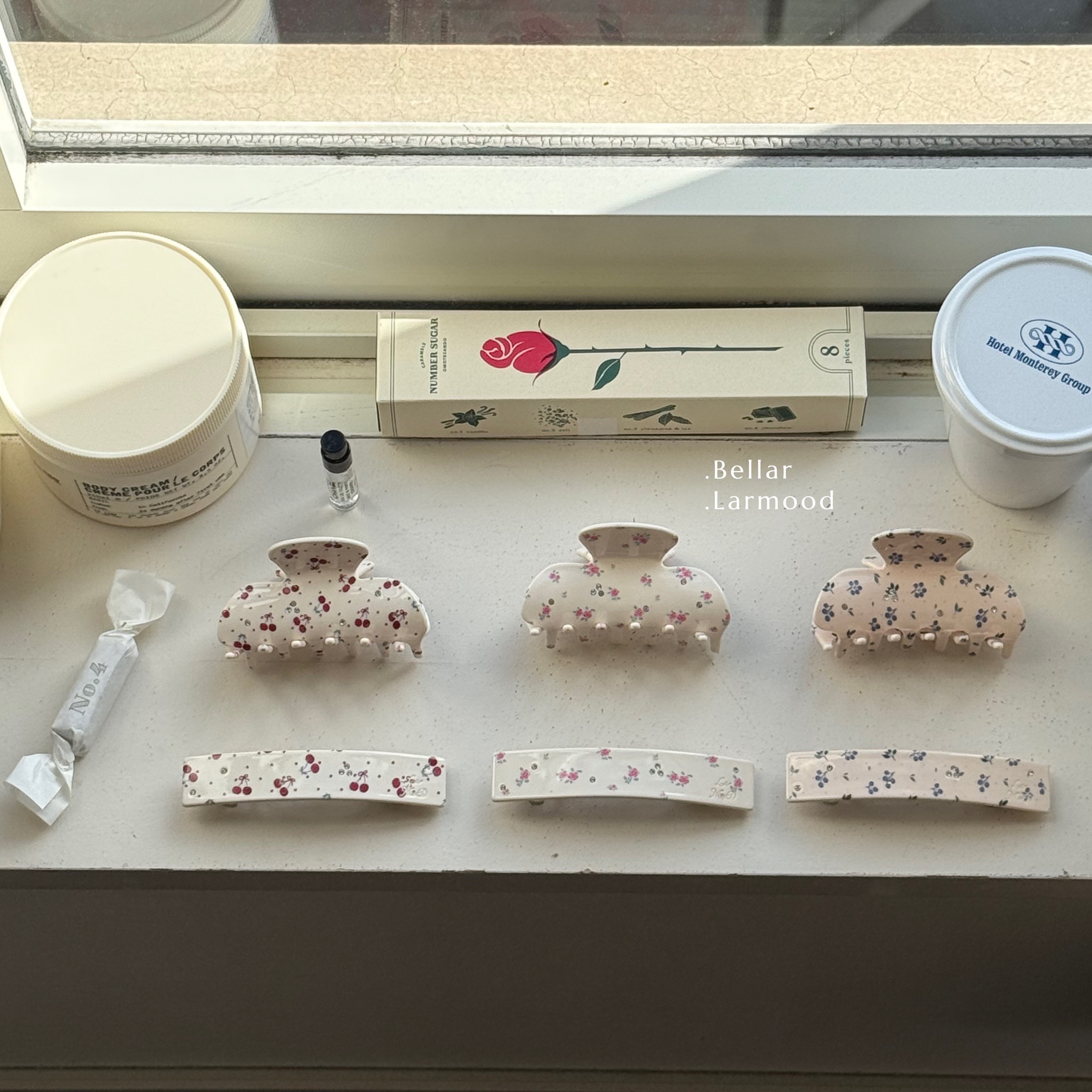 Bellar复古少女碎花镶钻发夹