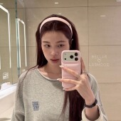 Bellar 日常pu皮质爱心圆片发箍 淡粉复古白女daily larmood pink