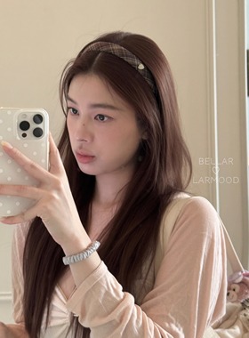 Bellar/larmood Vintage bbr经典复古棕色格纹少女学院风爱心发箍