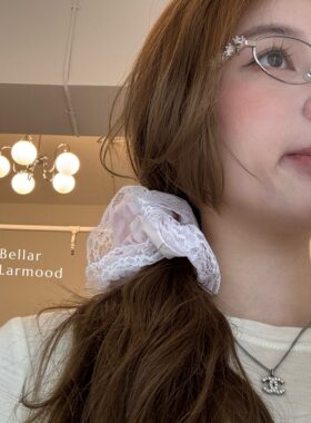 Bellar / larmood pink lace vintage 少女甜美 淡粉色蕾丝发圈