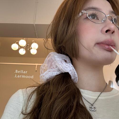 Bellar复古少女蕾丝淡粉发圈