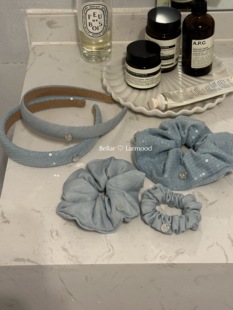 handmade Bellar 牛仔闪片系列 Denim 圆片发圈发箍 larmood