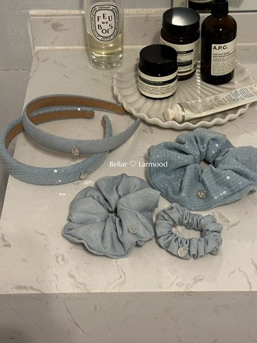 Bellar原创设计牛仔闪片发圈发箍