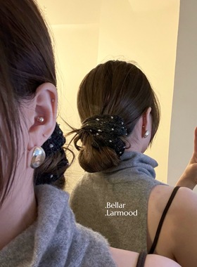 Bellar / larmood  snow dot KNIT 波点毛线手工低马尾丸子头发圈