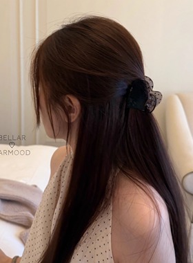 Bellar/larmood原创 黑色波点 复古浪漫少女小众氛围感盘发抓夹