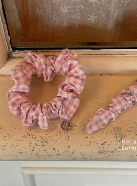 Bellar / larmood 草莓&海盐冰沙 格纹迷你少女丸子头发圈发夹