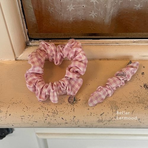 bellar进口面料格纹迷你发圈