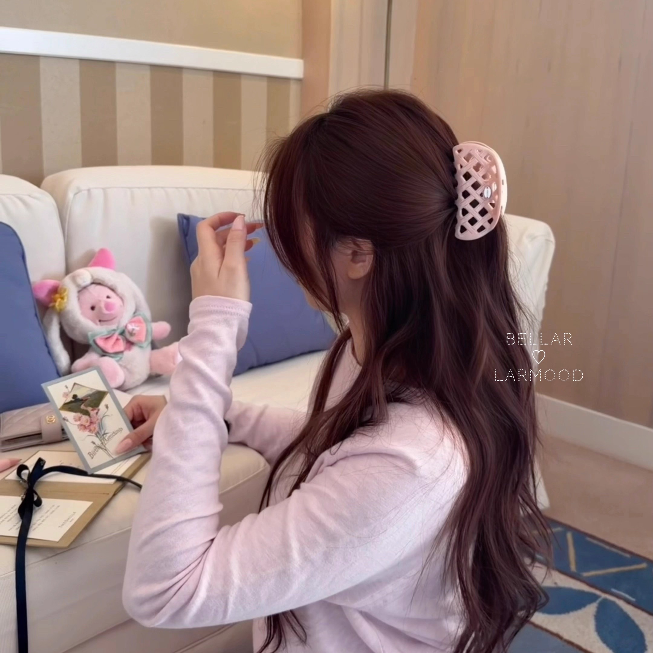 甜美少女淡粉系列橘复古法式盘发