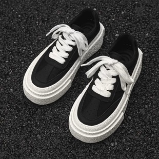 小白鞋情侣休闲板鞋男款冬季透气男女同款厚底增高帆布饼干鞋子男