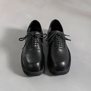方头皮鞋男款厚底增高德比鞋情侣款休闲英伦港风通勤上班百搭潮鞋