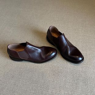 复古百搭通勤小皮鞋舒适平底圆头切尔西单鞋一脚蹬乐福鞋男女潮款