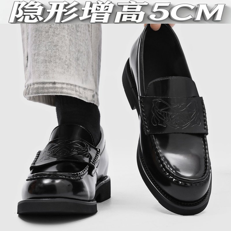 老钱风隐形增高乐福鞋皮鞋男通勤德比鞋一脚蹬豆豆鞋商务正装男鞋,流行男鞋,休闲皮鞋,淘宝优惠券,粉丝福利购,淘宝优惠卷