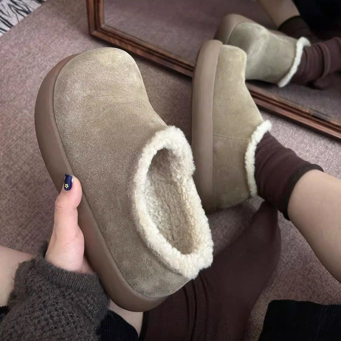 保暖休闲勃肯棉鞋男女潮款大头厚底加绒套脚雪地靴大土豆东北加厚,流行男鞋,棉鞋,淘宝优惠券,粉丝福利购,淘宝优惠卷