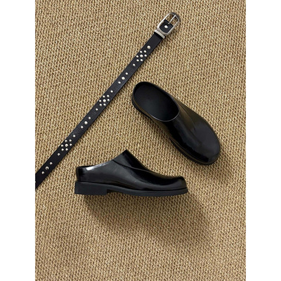 厚底皮拖鞋一脚蹬乐福鞋