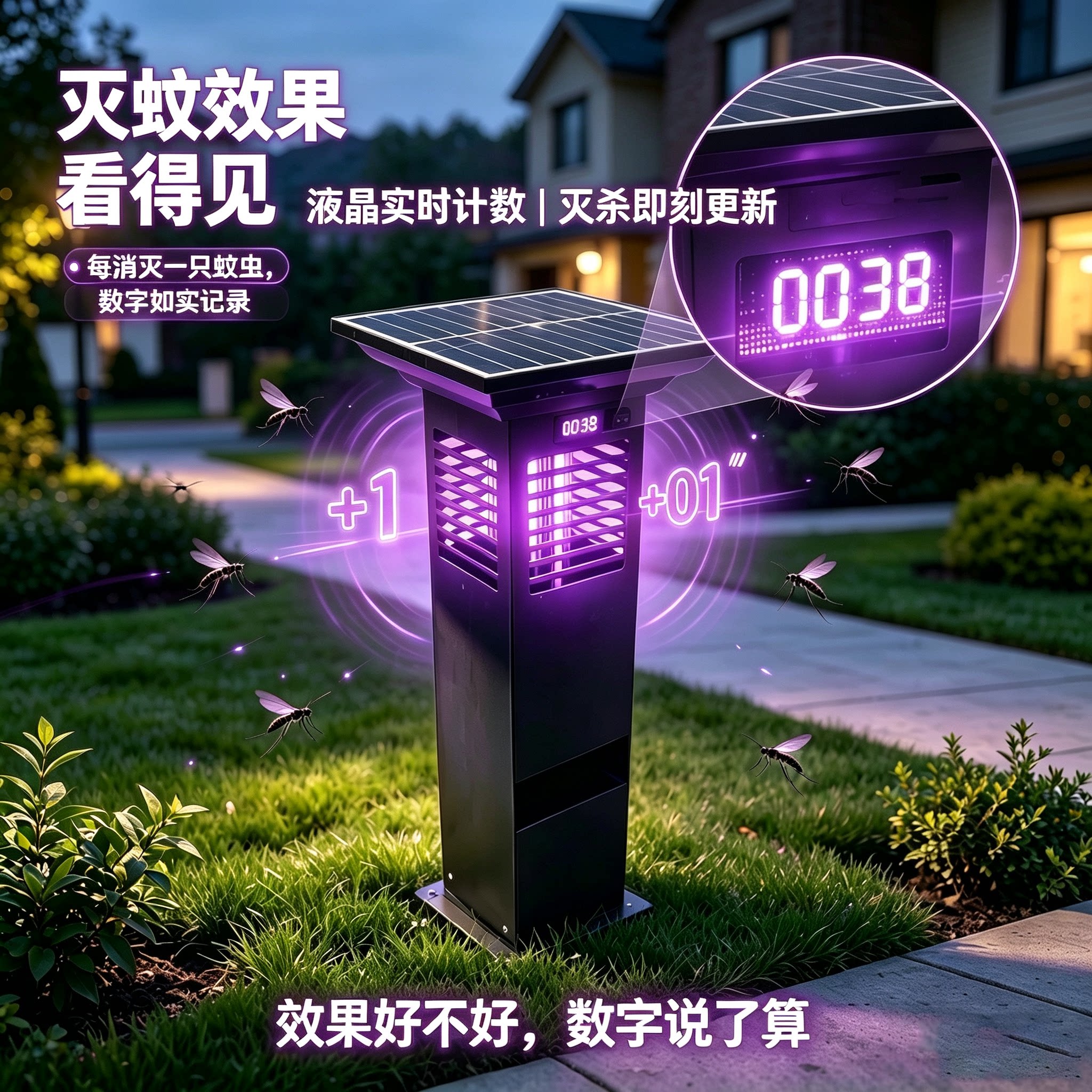 新款思米达计数灭蚊灯太阳能灭蚊灯户外庭院高效充电式智能灭蚊器