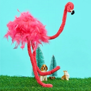 提线火烈鸟木偶提线鸵鸟整蛊提线鸟毛绒火烈鸟木偶牵引吊拉线木偶