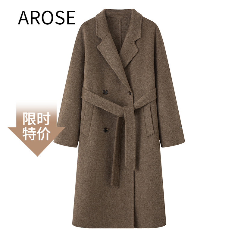 艾诺丝尚忆简约双排扣羊毛大衣