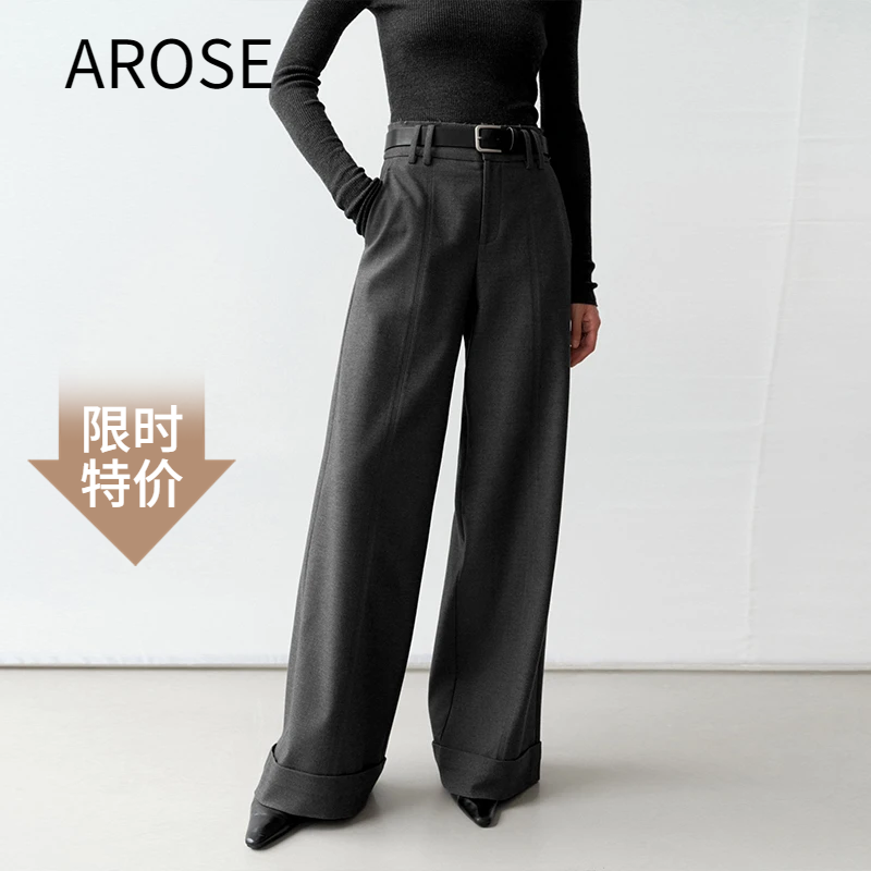 艾诺丝2025秋季阔腿休闲裤子