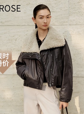 艾诺丝尚忆2025冬新款休闲时尚毛领短款羽绒服外套女004163