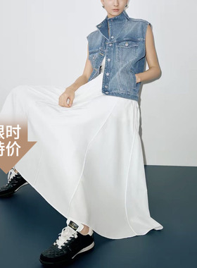 艾诺丝锦瑟2026春夏新款白色中长款半身裙腰裙352119