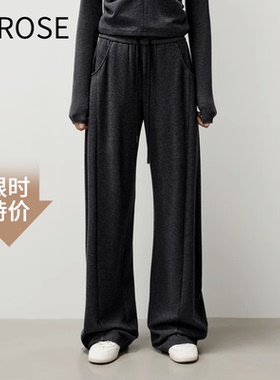 艾诺丝尚忆长裤2025秋季新款松紧腰直筒休闲裤卫裤女314127