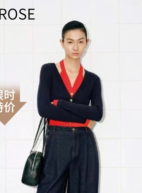 艾诺丝尚忆2026春季新款时尚百搭挂脖假两件长袖针织开衫女801144