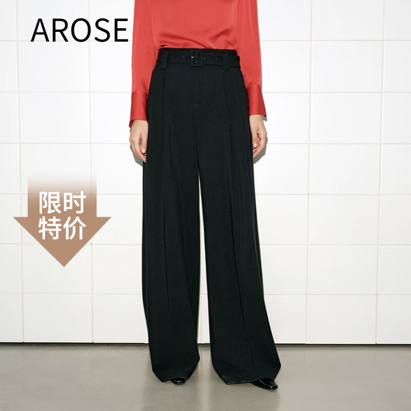 艾诺丝尚忆2026春新款时尚经典黑色高腰直筒阔腿休闲长裤女301160,女装/女士精品,休闲裤,淘宝优惠券,粉丝福利购,淘宝优惠卷