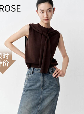 艾诺丝尚忆官方旗舰店2025夏季新款品显瘦无袖针织衫女上衣803048