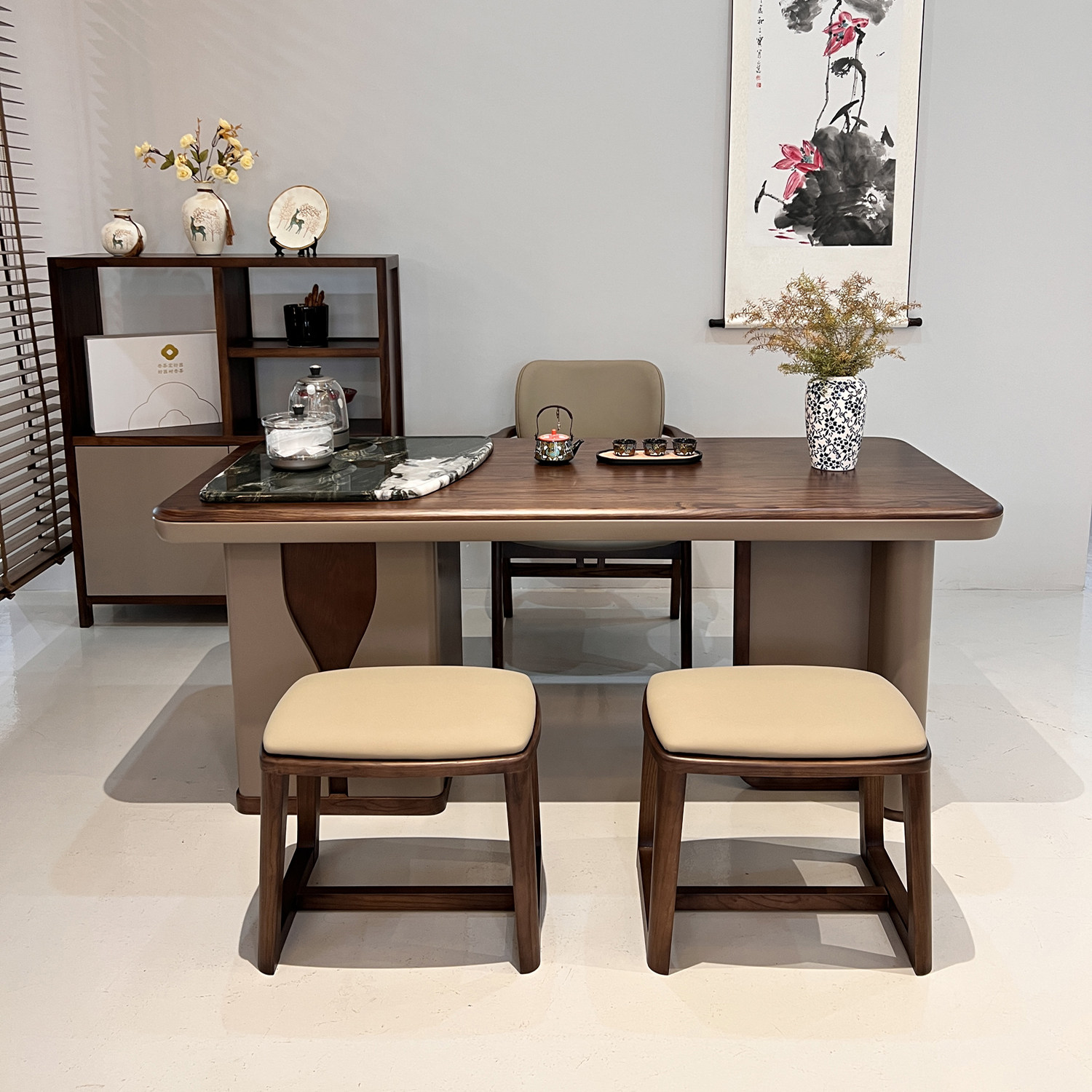 新中式实木茶桌椅组合办公室功夫茶台现代简约奢石家用阳台茶几,住宅家具,家用茶台/茶桌,淘宝优惠券,粉丝福利购,淘宝优惠卷