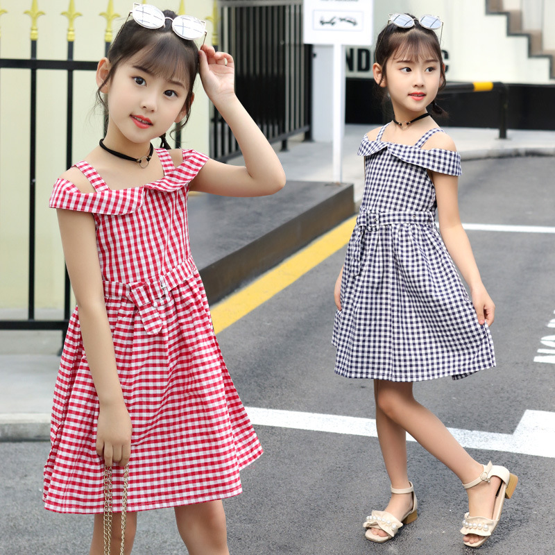满49元可用3元优惠券女中童6夏装7超洋气女童连衣裙8小女孩9仙女裙子10一字肩12岁夏天