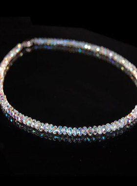 银色颈链人造水晶超闪高档水晶女