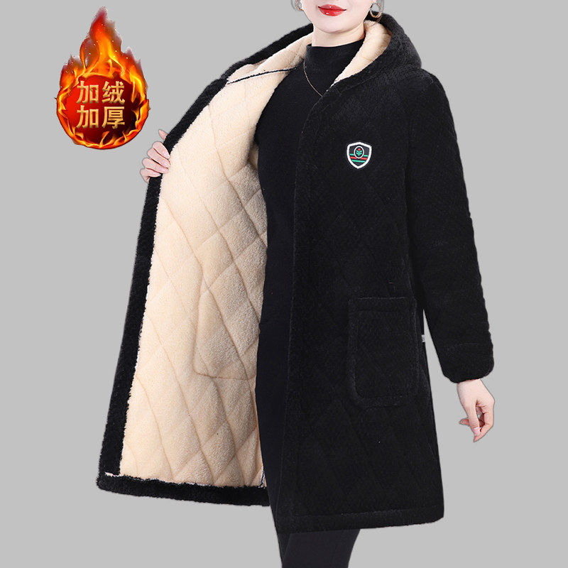 加厚保暖大褂棉衣女中长