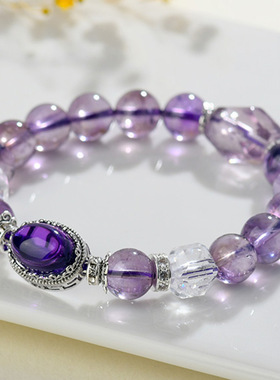 天然紫塔晶紫水晶魔盒手链九紫离火新中式时尚大气新爆款手串