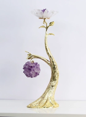 现代轻奢入户玄关摆件水晶发财树客厅电视柜酒柜书柜家居装饰品