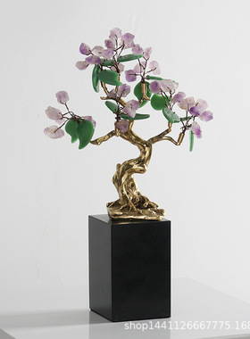 轻奢水晶发财树客厅乔迁新居送礼开枝散叶装饰电视柜玄关客厅摆件