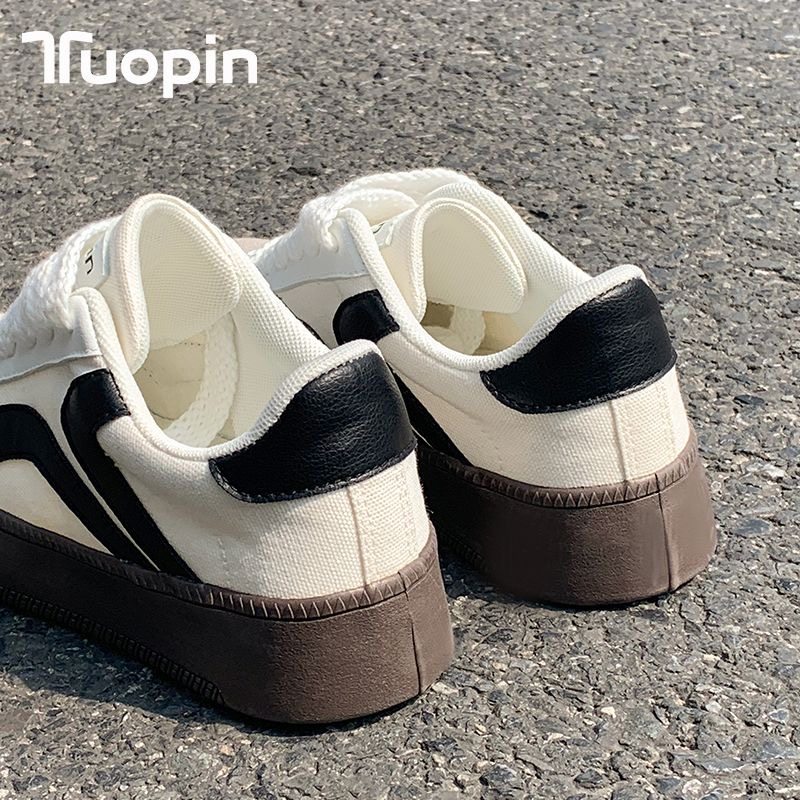 鮀品小众复古鞋子女2026新款帆布鞋ins潮百搭低帮小白鞋休闲板鞋