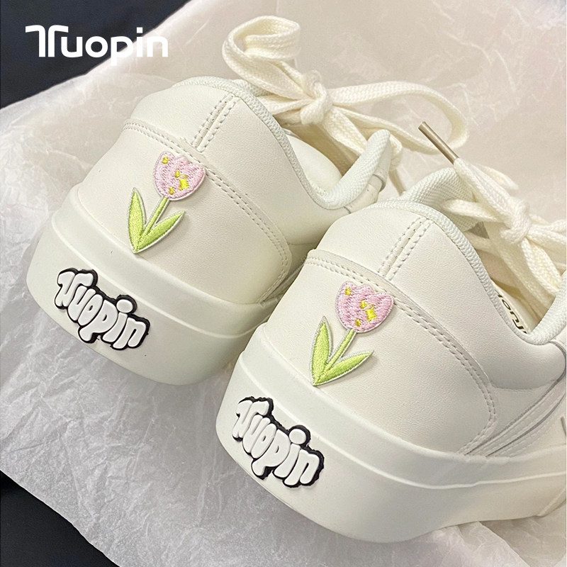 鮀品百搭小白鞋女配裙子2026新款增高厚底板鞋子ins潮小众面包鞋