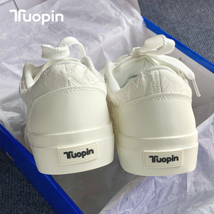 鮀品蕾丝小白鞋女2026新款爆款女鞋子百搭秋冬透气帆布鞋厚底板鞋