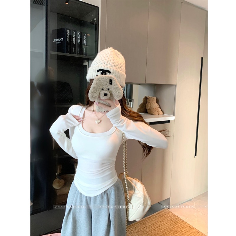 显瘦内搭带胸垫紧身收腰打底上衣