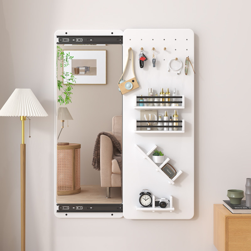 隐形穿衣镜推拉关闭隐藏镜子贴墙全身可遮挡壁挂暗藏式玄关试衣镜