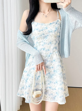 2026小个子修身款甜美减龄碎花裙吊带短裙女收腰显瘦A字裙连衣裙