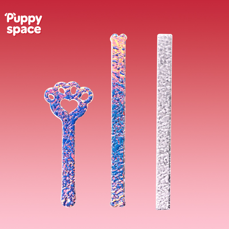 小狗空间炫彩亚克力猫爪拍子戒尺