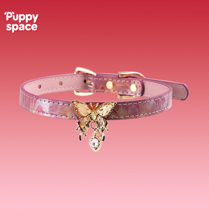 Puppy space小狗空间 紫粉金属蝴蝶项圈choker女m颈圈K9